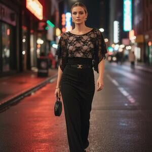 Stargazer Black Lace Sheer Flutter-Sleeve Top Romantic Gothic Blouse M/L